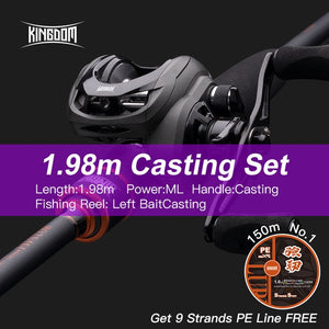 Kingdom Fishing Rod Reel Combo Baitcasting Spinning 2&3 Sections Fuji Rod Lightweight Spinning&Casting Reel For Pike Fishing Etc