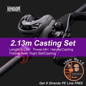 Kingdom Fishing Rod Reel Combo Baitcasting Spinning 2&3 Sections Fuji Rod Lightweight Spinning&Casting Reel For Pike Fishing Etc