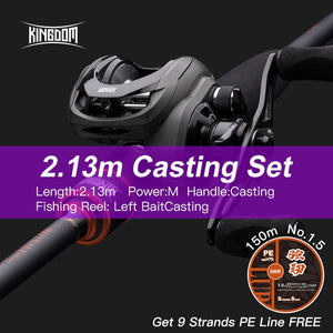 Kingdom Fishing Rod Reel Combo Baitcasting Spinning 2&3 Sections Fuji Rod Lightweight Spinning&Casting Reel For Pike Fishing Etc