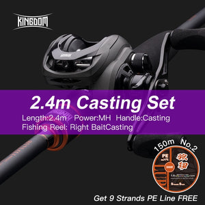 Kingdom Fishing Rod Reel Combo Baitcasting Spinning 2&3 Sections Fuji Rod Lightweight Spinning&Casting Reel For Pike Fishing Etc