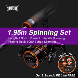 Kingdom Fishing Rod Reel Combo Baitcasting Spinning 2&3 Sections Fuji Rod Lightweight Spinning&Casting Reel For Pike Fishing Etc