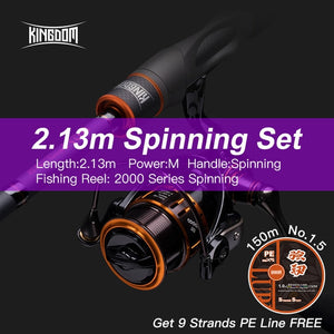 Kingdom Fishing Rod Reel Combo Baitcasting Spinning 2&3 Sections Fuji Rod Lightweight Spinning&Casting Reel For Pike Fishing Etc