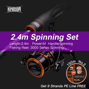 Kingdom Fishing Rod Reel Combo Baitcasting Spinning 2&3 Sections Fuji Rod Lightweight Spinning&Casting Reel For Pike Fishing Etc