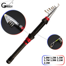 Load image into Gallery viewer, Mini Telescopic Carbon Fiber Fishing Rod 1.0m 1.2m 1.5m 1.7m 1.9m 2.1m 2.3m Spinning Telescopic Fishing Pole Fishing Rods