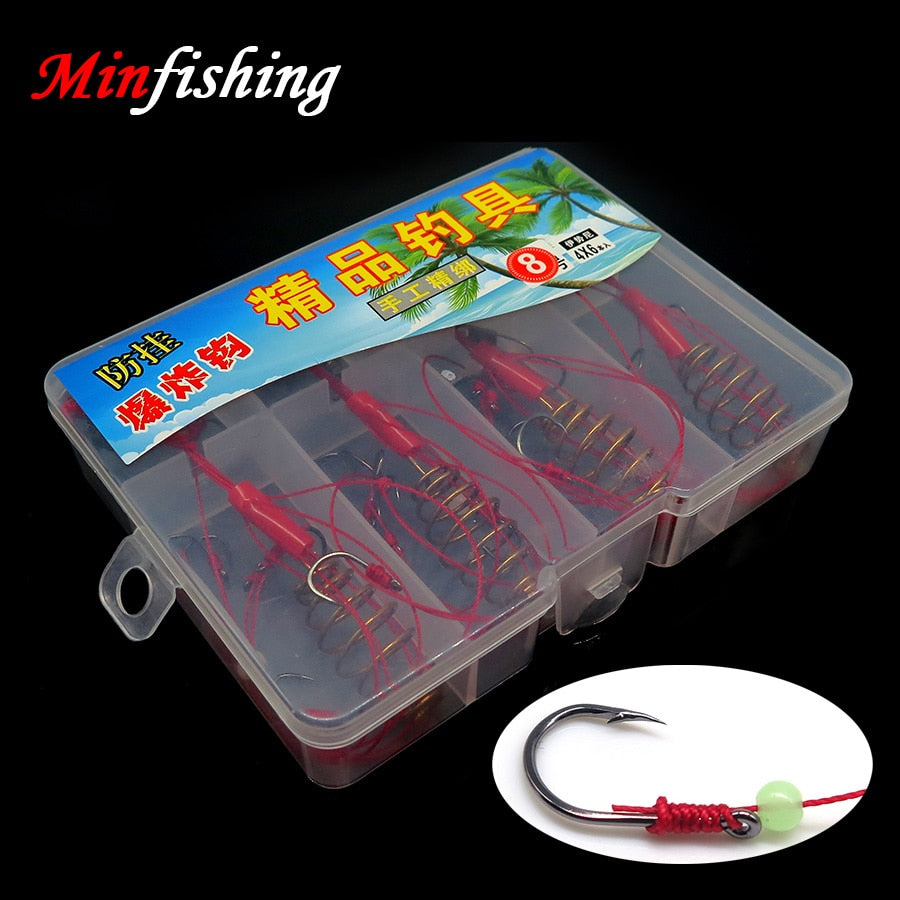 4 pcs/box High Carbon Steel Explosion Fishhook Iseama Fishing Hook in Plastic Transparent Box Carp Hook Fishing Tackle