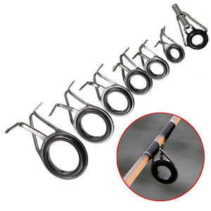 New 7PCS Oval Fishing Rod Eyes Guides Line Rings Pole Repair Kit 5-18mm Dia Set