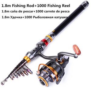 Sougayilang 1.8-3.6m Telescopic Fishing Rod and 11BB Fishing Reel Wheel Portable Travel Fishing Rod Spinning Fishing Rod Combo