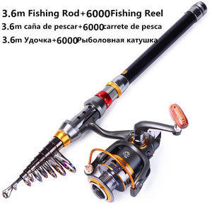 Sougayilang 1.8-3.6m Telescopic Fishing Rod and 11BB Fishing Reel Wheel Portable Travel Fishing Rod Spinning Fishing Rod Combo