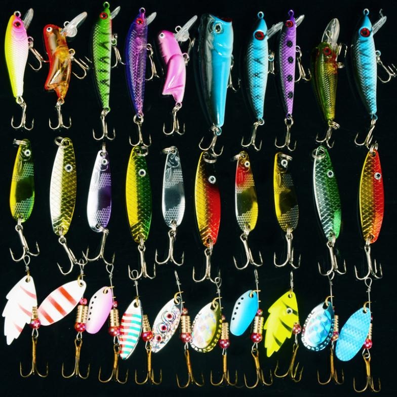 Fishing Lure Kits  Hard ARTIFICIAL LURES MINNOW FISHING LURES Set Japan Steel Balls 30Pcs Blade Fish Bait Cheap Tackle NEW 2016