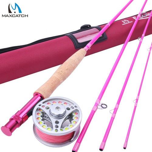Maximumcatch 5WT Fly Fishing Combo 9FT Medium-fast Pink Fly Fishing Rod with Reel and Line