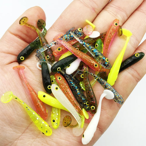 Hot selling! fishing lure soft 12Pcs/Lot 3.4cm/0.4g Soft Baits  3D eyes with smell salt Fishing Lures soft bag