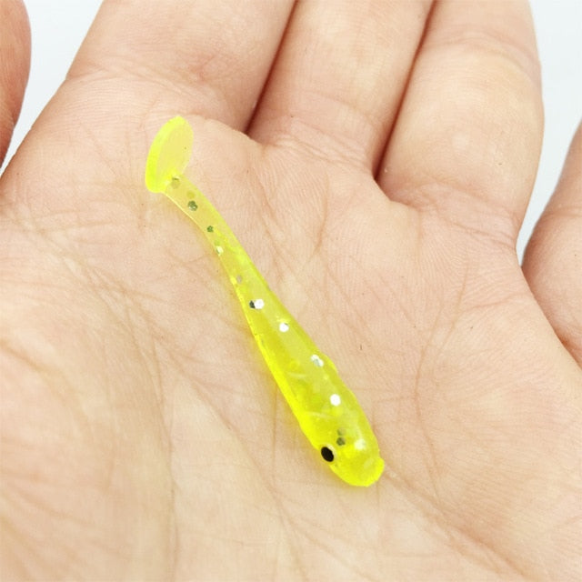 Hot selling! fishing lure soft 12Pcs/Lot 3.4cm/0.4g Soft Baits  3D eyes with smell salt Fishing Lures soft bag