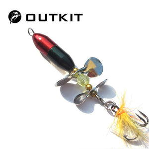 OUTKIT Long Casting Spinner Bait Metal Fishing Lure Double Tail Propeller Trout Carp Catfish Artificial Ice Fishing Lures 10g