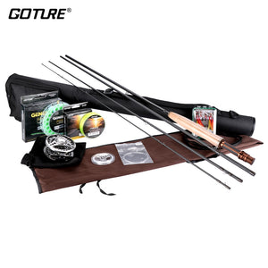 Goture Fly Fishing Kits 2.7M 3.0M Fly Fishing Rod 5/6 7/8 CNC Fly Reel with Fishing Flies Lures and Lines Rod Combo