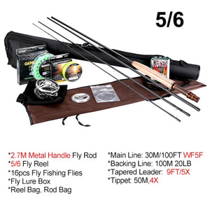 Goture Fly Fishing Kits 2.7M 3.0M Fly Fishing Rod 5/6 7/8 CNC Fly Reel with Fishing Flies Lures and Lines Rod Combo