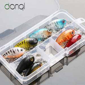 DONQL 5/8/10pcs Mixed Colors Fishing Lure Set Minnow Baits Kit Wobbler Crankbaits with Box Treble Hooks Fishing Tackle hard Bait