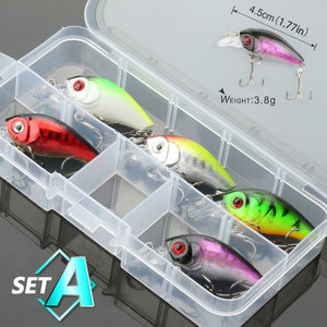 DONQL 5/8/10pcs Mixed Colors Fishing Lure Set Minnow Baits Kit Wobbler Crankbaits with Box Treble Hooks Fishing Tackle hard Bait