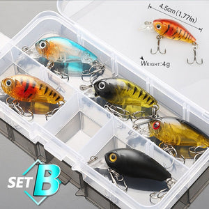 DONQL 5/8/10pcs Mixed Colors Fishing Lure Set Minnow Baits Kit Wobbler Crankbaits with Box Treble Hooks Fishing Tackle hard Bait