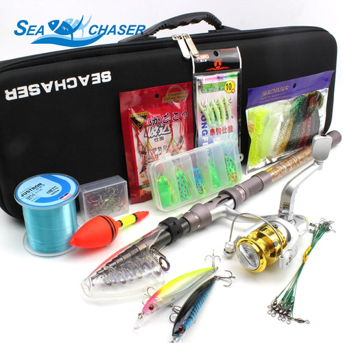 2018 NEW All fishing Telescopic Fishing Rod Reel Combo Full Kit Outdoor Fishing Spinning Reel Pole Set Fish Line Lure Hook Bag