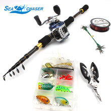 Load image into Gallery viewer, NEW carbon fishing Casting Rod and Casting Reels Set Lures combination line 1.8m-2.7m  telescopic fishing rod fishing fish