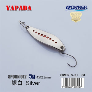 YAPADA Spoon 012 New Leech 5g/45mm 7.5g/51mm OWNER Single Hook Multicolor Zinc alloy Metal Small Spoon Fishing Lures Trout