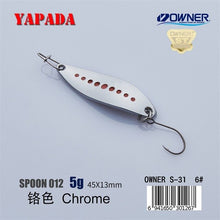 Load image into Gallery viewer, YAPADA Spoon 012 New Leech 5g/45mm 7.5g/51mm OWNER Single Hook Multicolor Zinc alloy Metal Small Spoon Fishing Lures Trout