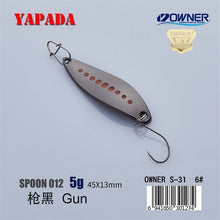 Load image into Gallery viewer, YAPADA Spoon 012 New Leech 5g/45mm 7.5g/51mm OWNER Single Hook Multicolor Zinc alloy Metal Small Spoon Fishing Lures Trout