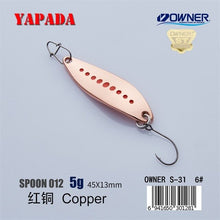 Load image into Gallery viewer, YAPADA Spoon 012 New Leech 5g/45mm 7.5g/51mm OWNER Single Hook Multicolor Zinc alloy Metal Small Spoon Fishing Lures Trout