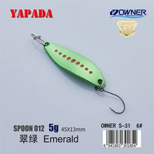 Load image into Gallery viewer, YAPADA Spoon 012 New Leech 5g/45mm 7.5g/51mm OWNER Single Hook Multicolor Zinc alloy Metal Small Spoon Fishing Lures Trout