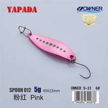 Load image into Gallery viewer, YAPADA Spoon 012 New Leech 5g/45mm 7.5g/51mm OWNER Single Hook Multicolor Zinc alloy Metal Small Spoon Fishing Lures Trout