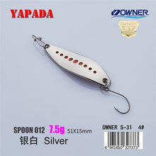 Load image into Gallery viewer, YAPADA Spoon 012 New Leech 5g/45mm 7.5g/51mm OWNER Single Hook Multicolor Zinc alloy Metal Small Spoon Fishing Lures Trout