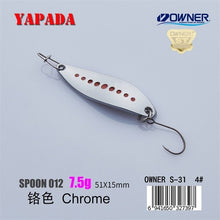 Load image into Gallery viewer, YAPADA Spoon 012 New Leech 5g/45mm 7.5g/51mm OWNER Single Hook Multicolor Zinc alloy Metal Small Spoon Fishing Lures Trout