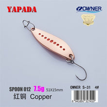 Load image into Gallery viewer, YAPADA Spoon 012 New Leech 5g/45mm 7.5g/51mm OWNER Single Hook Multicolor Zinc alloy Metal Small Spoon Fishing Lures Trout