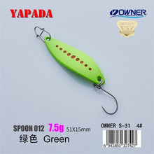 Load image into Gallery viewer, YAPADA Spoon 012 New Leech 5g/45mm 7.5g/51mm OWNER Single Hook Multicolor Zinc alloy Metal Small Spoon Fishing Lures Trout