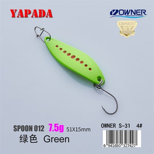 YAPADA Spoon 012 New Leech 5g/45mm 7.5g/51mm OWNER Single Hook Multicolor Zinc alloy Metal Small Spoon Fishing Lures Trout