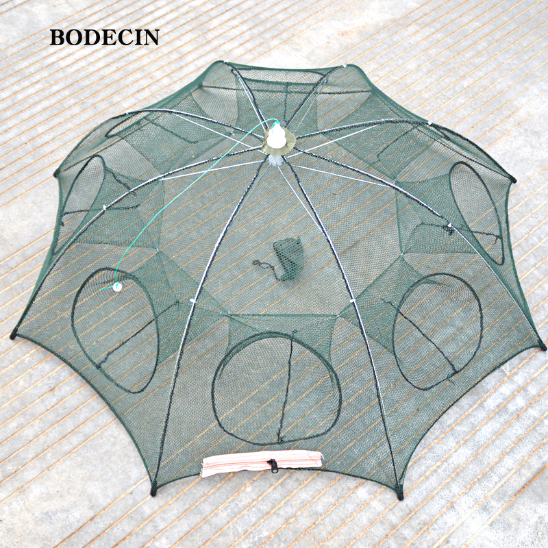 8 Hole Fishing Net Folded Portable Hexagon Fish Network Casting Nets Crayfish Shrimp Catcher Tank Trap China Cages Mesh Cheap