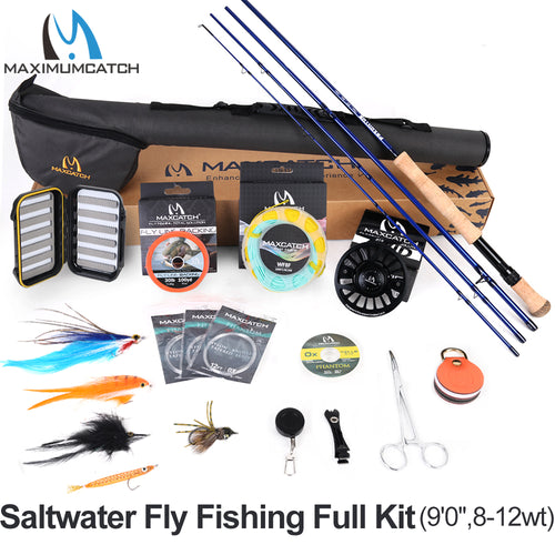 Maximumcatch Maxcatch Saltwater Fly Fishing Full Kit 2.7M Fly Fishing Rod 8-12wt CNC-machined Aluminum Fly Reel
