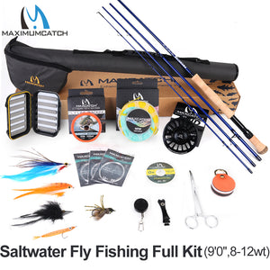 Maximumcatch Maxcatch Saltwater Fly Fishing Full Kit 2.7M Fly Fishing Rod 8-12wt CNC-machined Aluminum Fly Reel