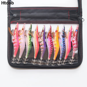 Htdob 10Pcs Fishing Lure Set 13.5CM 20G Squid Jigs 3.5# Hook Wooden Shrimp Artificial Fishing Lures Wood Shrimp Fishing Bait