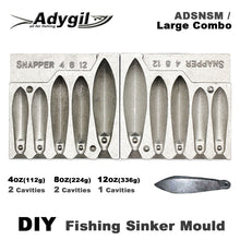 Load image into Gallery viewer, Adygil DIY Fishing Snapper Sinker Mould ADSNSM/Large Combo Snapper Sinker 112g 224g 336g 5 Cavities