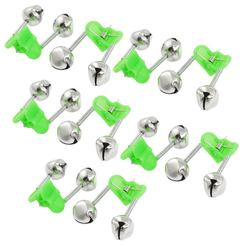 SEWS 10 Pcs Green Spring Loaded Clip Double Fishing Rod Alarm Bells