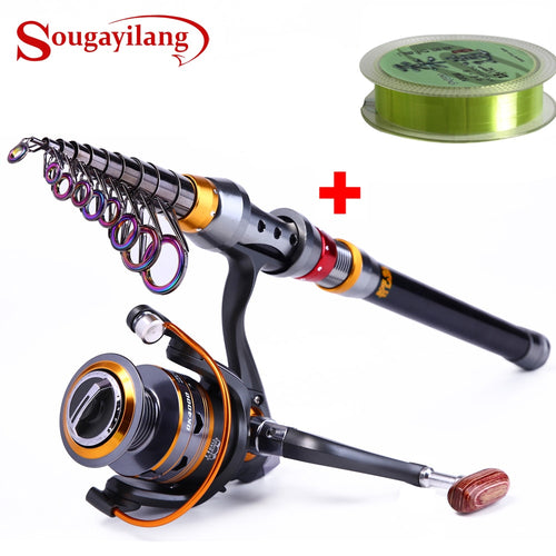 Sougayilang 1.8-3.6m Telescopic Fishing Rod and 11BB Fishing Reel Wheel Portable Travel Fishing Rod Spinning Fishing Rod Combo