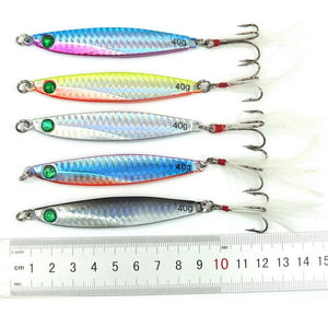 5pcs 7g 10g 14g 17g 21g 28g 40g Fishing Spoons Metal Lure 10colors Fishing Lures Saltwater Lead Jig Head